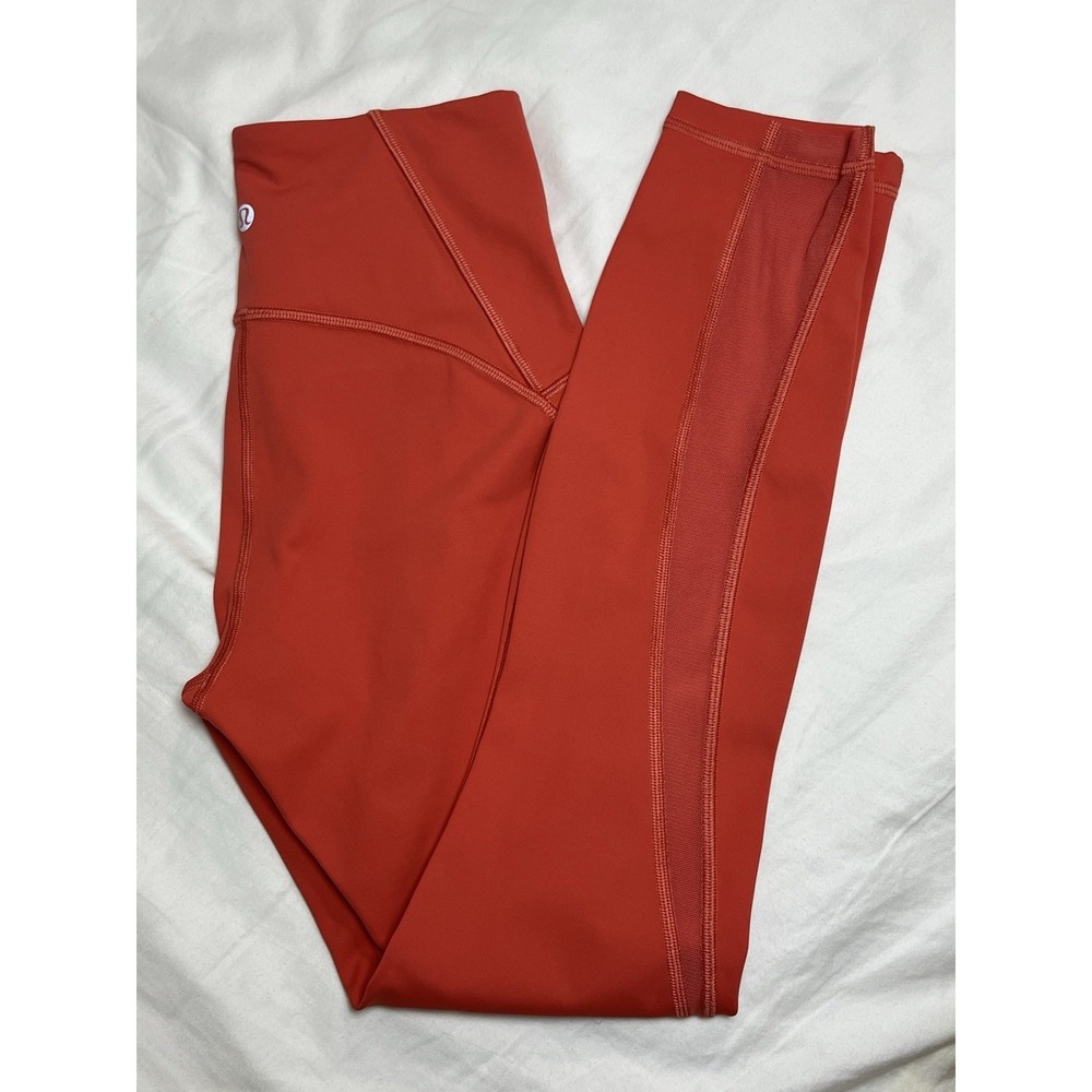 Lululemon Train Times Pant Women 4 Coral Yoga Leggings Mesh High Rise W5BU4S - Picture 6 of 10
